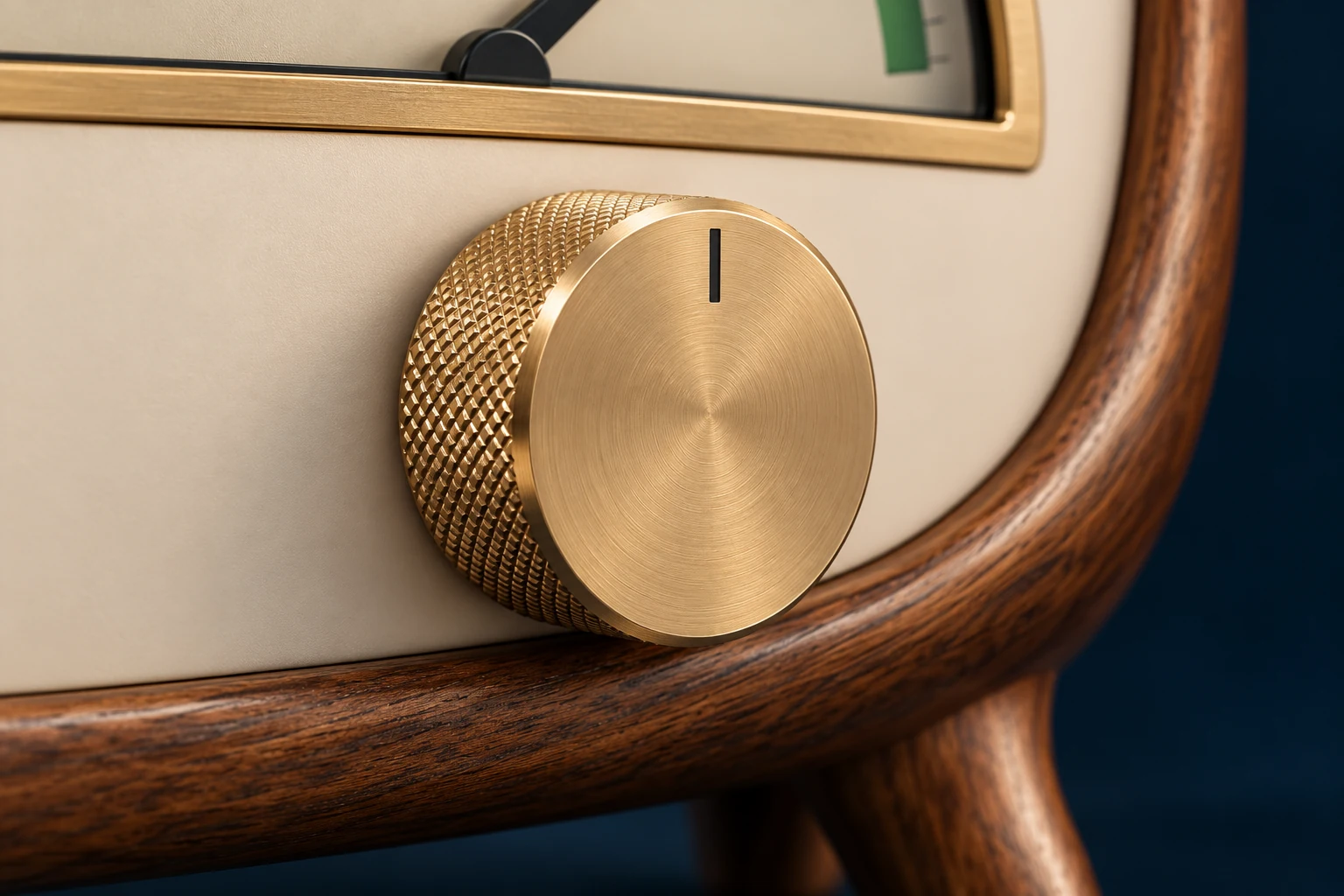 Detail of the tactile brass dial knob