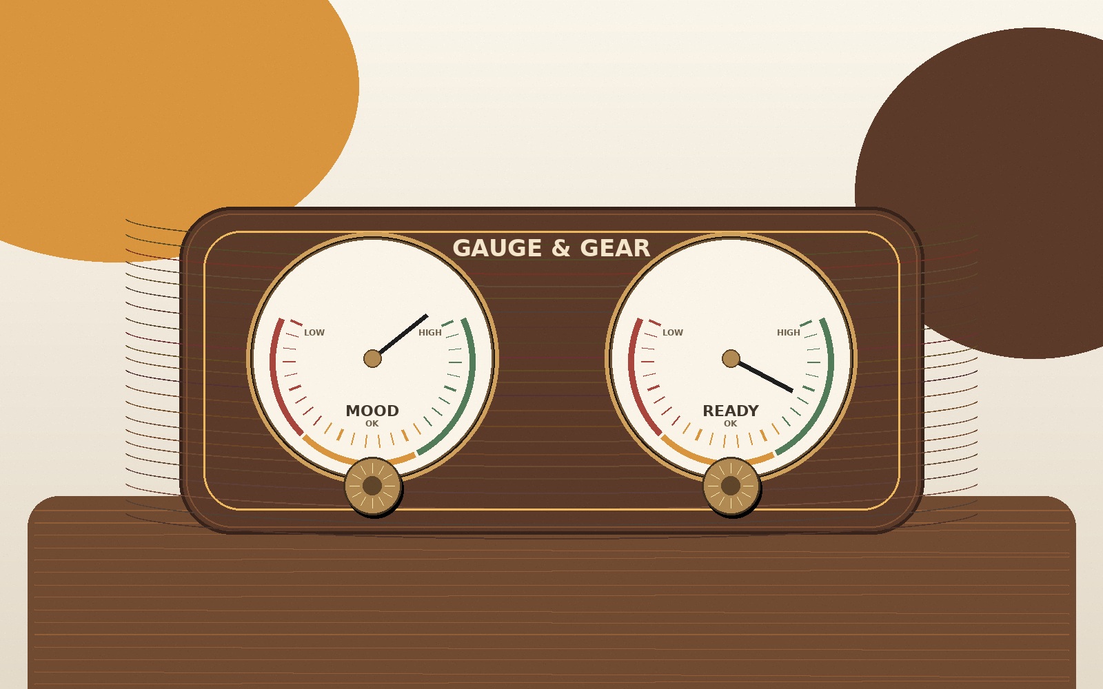 Premium walnut dual gauge with brass knobs and warm lighting