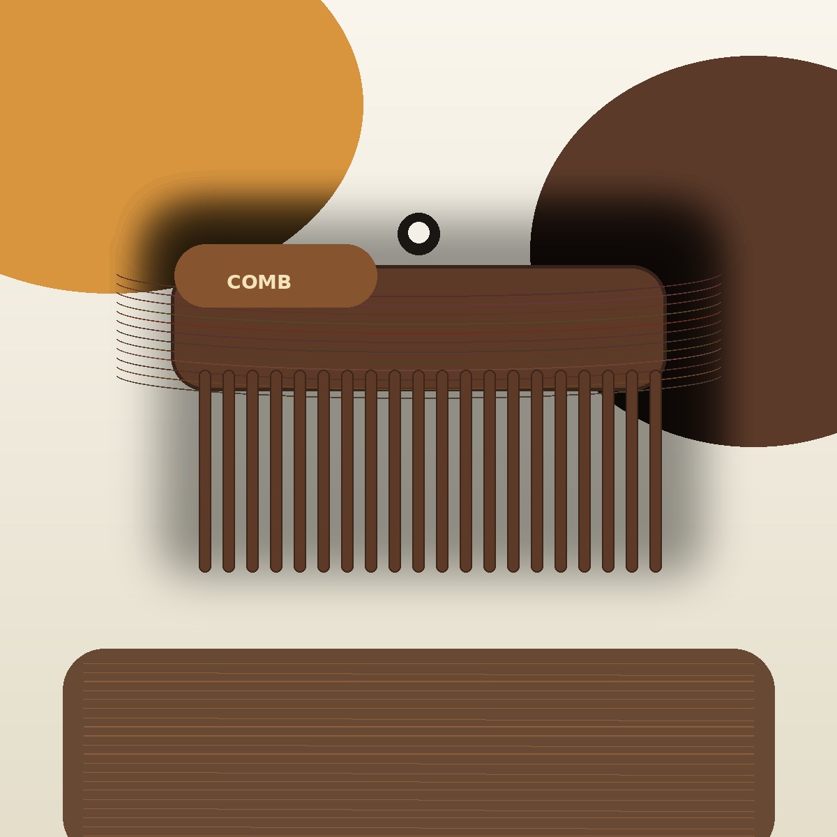 3D hair comb wood wall sculpture